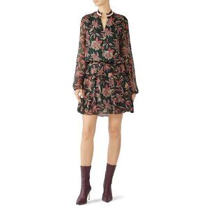 Scotch & Soda Bamboo Beach Floral Print Dress in XSmall Womens Long Sleeve